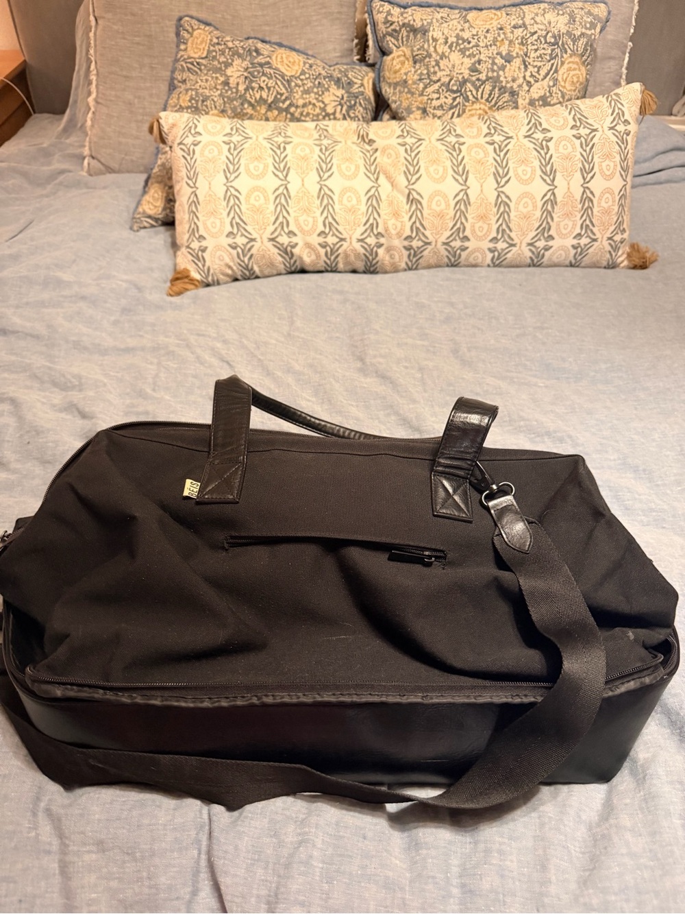 BEIS Black Travel Duffel with Shoulder Strap and Top Handles